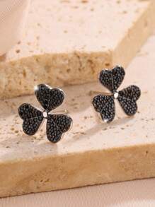 Brincos de Pressão Elegantes e Minimalistas de Trevo da Sorte em Prata Sterling 925, Ótimo Presente para o Dia das Mães, Adequado para Uso Diário, Viagem, Festa, Joias de Luxo Femininas, Estilo Caixa Aleatória