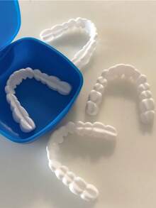 4Pcs Fashion Men's White Tooth Cover Premium Blue Box Teeth Model Decor Perfect Smile - White - View 2