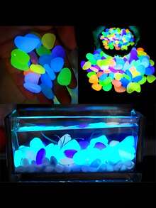 500pcs/200pcs/50pcs Colorful Glow In The Dark Pebbles, Aquarium Decor Landscaping Ornaments, Super Bright Luminous Stones, Suitable For Fish Tank And Turtle Habitat, Artificial Glowing Rocks, Applicable For Aquarium Garden Pathway, Glowing Gravel Yard And Walkway Decoration, DIY Luminous Stones (Random Color) - Multicolor - View 3