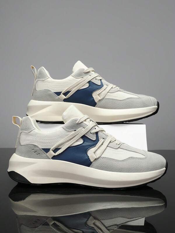 Zapatillas deportivas casuales ligeras y cómodas con cordones en gris, diseño de color de contraste simple, adecuadas para todas las estaciones, tallas unisex para parejas, estilo de los años 2000 como ideas para el Día de San Valentín