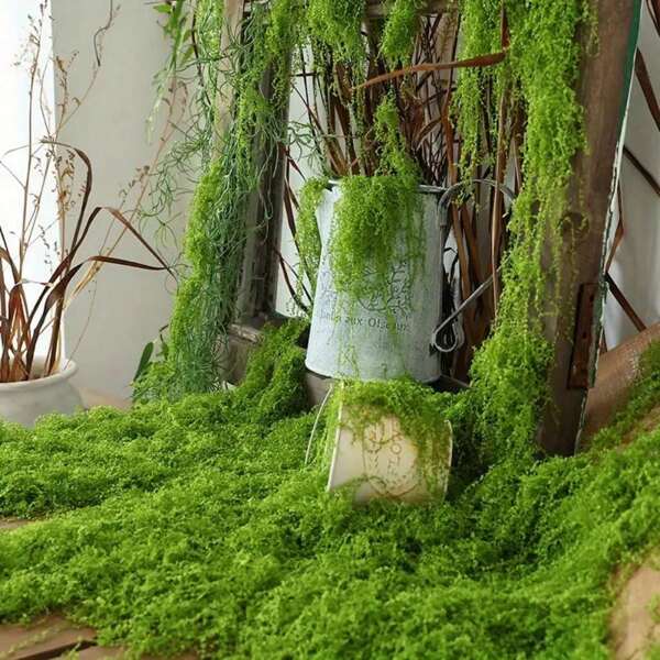 1 pieza Césped artificial de musgo, planta de verdor de plástico realista para decoración interior - Planta perenne, agrega estética al paisaje interior y entornos de boda, adecuada para paisajismo en miniatura y decoración de boda, césped para maceta