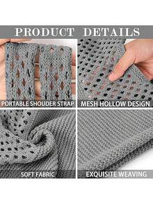 返校季，女士大背包，女士针织钩针包，夏季沙滩手提包，唯美手提包，嬉皮手提包，针织包，时尚必备：女士钩针手提包，镂空手提包，沙滩旅行单肩包，可折叠大容量购物袋，摇摆沙色设计的学生背包，适合学生和游客户外活动、旅行和购物的完美礼物 - 灰色 - 查看 8