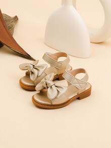 1 Pair Cute Girls' Outdoor Hook And Loop Flat Sandals, Spring/Summer - Gold - View 4