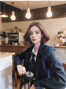 1 chiếc cà vạt ngắn trang trí mắt và đá đính kim cương màu xanh, chất liệu polyester mờ, cắt ngắn 10 inch, thêu thủ công 3D, điểm nhấn đá đính kim cương lấp lánh, thiết kế khóa có thể điều chỉnh, cà vạt thời trang đa năng, thích hợp cho lễ hội âm nhạc, tiệc tùng, trang phục hàng ngày, quà tặng sinh nhật, phụ kiện cho mùa xuân/thu cho trang phục cho trang trí Giáng sinh - Đôi mắt xanh - Xem 2