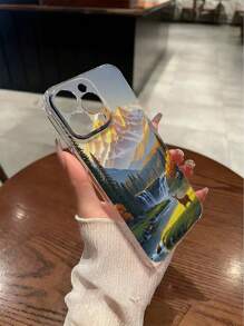 1 pieza Funda de teléfono talla grande gruesa a prueba de caídas con paisaje floral transparente e impresión de ciervo compatible con , Galaxy, Redmi