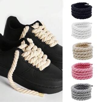 1 Pair Handmade Woven Shoelaces, Thick And Durable, Suitable For Casual Shoes, Sports Shoes, Canvas Shoes And Other Shoe Decorations