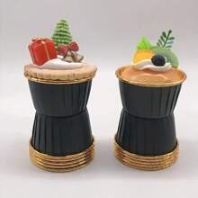 50pcs Round Cake Cupcake Paper Baking Cups, Heat-Resistant Disposable Cupcake Holders With Lids, Muffin Cups For Christmas, Halloween, Thanksgiving Party Cakes