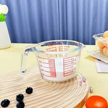 1pc Glass Liquid Measuring Cup, Safe For Preparation, Baking, Cooking, Oven Preheating, Dishwasher, Freezer, And Microwave