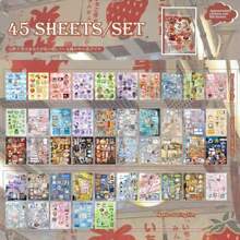 45pcs/Pack Japanese Style Die Cut Stickers, For DIY Scrapbook, Planner Decoration,School Supplies,Back To School