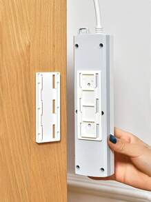 Non-Hole Socket Holder, Extension Cord Storage Box, Suitable For Kitchen, Home, Office, Wall Mounted, Self-Adhesive Desktop Socket Holder, Practical Hook