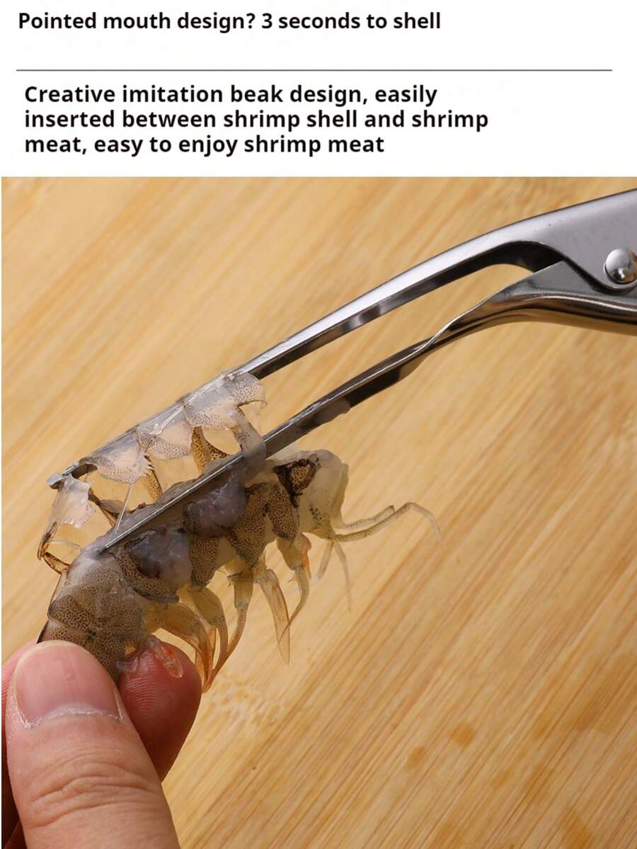 1 件不锈钢虾剥皮器和去筋工具，厨房虾筋去除器，适用于厨房、餐厅、海鲜摊 - 銀色 - 查看 1