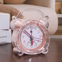 1pc Minimalist Fashion Crystal Alarm Clock, Transparent Bedside Night Light Timer, Asymmetric Design, Buzzer Alarm Clock, Plastic Frame, Digital Display, Electrical Mechanism, Requires 1 AA Battery (Not Included), Suitable For Bedroom, Living Room, Study - Perfect For Back To School, Birthday, Graduation Gifts