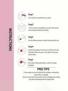 24pcs/Set Medium-Long Countryside Floral Pearl Rhinestone Press-On Nail Art Stickers, Detachable Manicure Set - Baby Pink - View 6