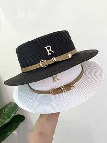 Summer Casual Straw Hat For Women, Simple Fashion British Style, Beach Sun Hat For Holiday, Vacation, Sun Protection - Straw Hat - View 13