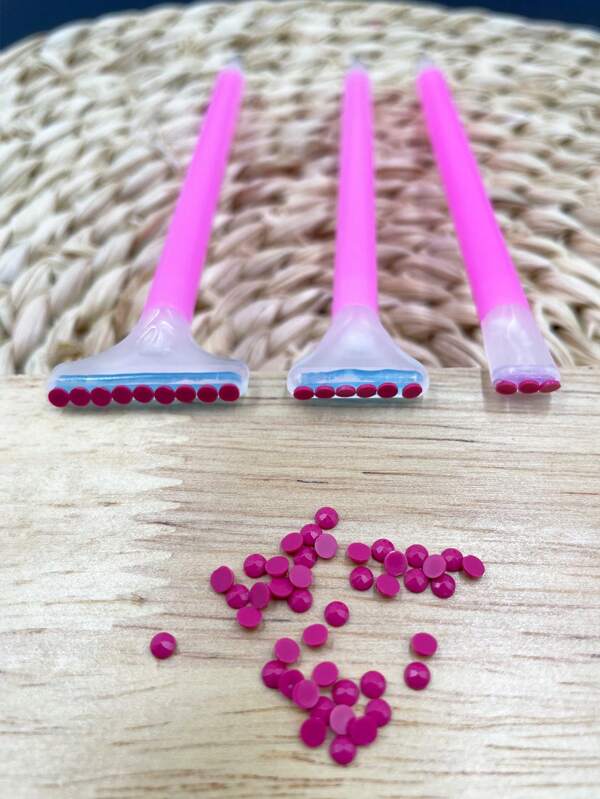 3 أقلام رسم الألماس DIY، طراز وردي أساسي، مقبض بلاستيكي ورأس نحاسي، لا يتطلب طاقة، أقلام التقاط الألماس بطرف 3/6/9 ألماس، أقلام تصحيح حبيبات الألماس، أقلام نقطة لاصقة سريعة DIY