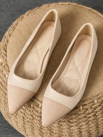 WHDXY 女士平底纯色尖头乐福鞋，舒适休闲办公室工作鞋，四季皆宜