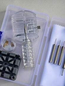 13件套高级表带拆卸工具套装，表带调节及维修工具组，适用于表带调节、尺寸调整及手表维修，有透明、黑色、蓝色、橙色可选，是理想的高端礼品之选。房间装饰数字时钟闹钟卧室装饰宿舍装饰返校家居装饰