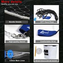 Saltwater Fishing Cast Net 3/8 And 1/4 Mesh With Heavy Duty Gray Sinker Monofilament Fish Throw Net Bait Trap 3FT 4FT 5FT 6FT 7FT 8FT 9FT Radius - 3/8 目 0.6 磅/英尺 - 查看 5