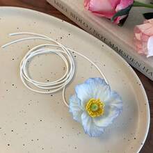 1pc Flower Necklace Neck Chain Accessories Seaside Vacation Ribbon Clavicle Chain Female - Multicolor - View 9