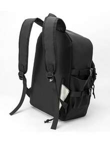 Unisex Large Capacity Luminous Casual Backpack, Solid Color College High School Student Backpack For Men, Fashionable Lightweight Simple Waterproof Backpack, Korean Style Travel Laptop Bag Anime School Supplies - Black - View 5