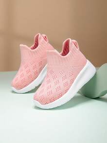 Infant Non-Slip Breathable Checkered Fabric Athletic Shoes, All Season - Pink - View 5