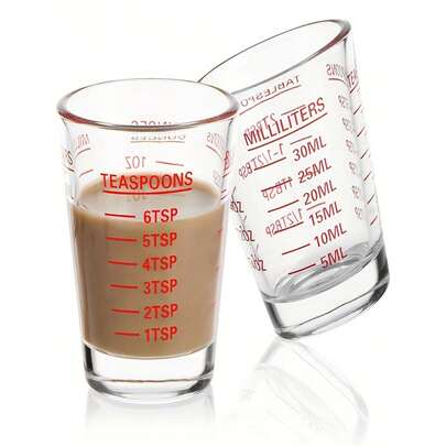 1pc Calibrated Glass Cup, Durable And Microwave Friendly, Suitable For Espresso, Wine And Essential Kitchen Accessory