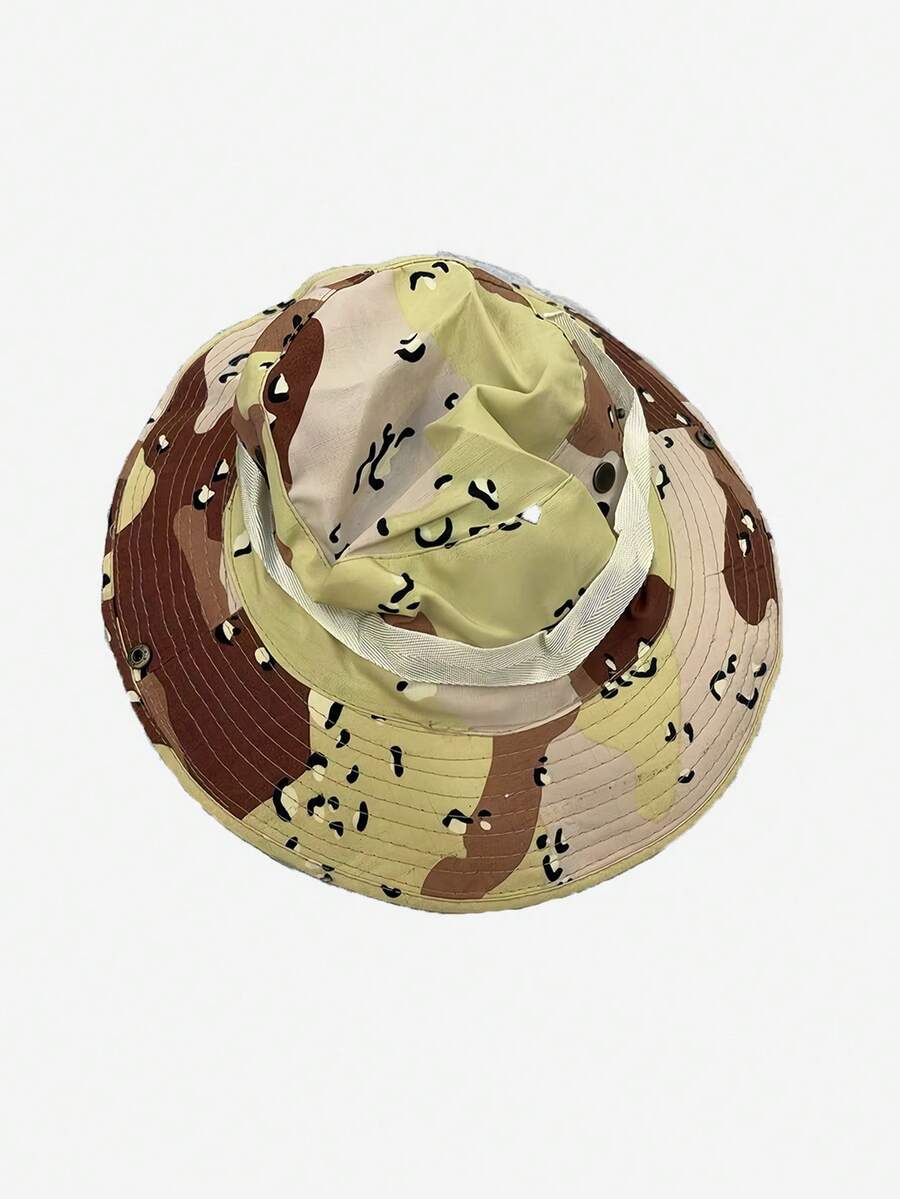 1pc Men's Outdoor Camouflage Sun Hat, Suitable For Spring, Summer, Autumn, Outdoor Activities Such As Hiking, Fishing, Casual Bucket Hat, Unisex