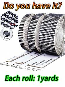 1 码黑色自粘闪亮水晶钻钻石丝带、圣诞装饰钻闪光贴纸、DIY 汽车电脑化妆台工艺品、婚礼派对装饰贴纸包装卷、2 毫米钻生产工艺