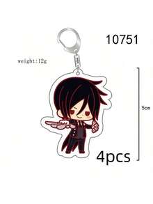 Original Acrylic Key Chain Ciel Phantomhive Sebastian Michaelis Cute Y2K Cartoon Pendant, Suitable For Shoulder Bags And Backpacks And Keys, The Perfect For Fans, Cosplay Party Decoration Pendants Car Pendants Creative Anime Derivatives, Japanese Comic Pendants, Senior Anime Fans Collections, Otaku Series S, Cheap Holiday S Car Accessories Bag Charm School Letter Halloween Accessories - Multicolor - View 11