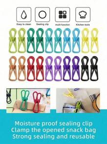 20 pièces Pinces à puce - Pinces en acier revêtu de PVC utilitaires pour sceller les emballages alimentaires, les sacs de chips, les vêtements et le papier - Paquet de 10 (couleur aléatoire) Pinces à linge multifonctions