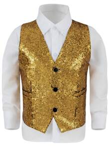 Men's Summer Vest With Sequined Vest, Suitable For Wearing At Parties And Dances