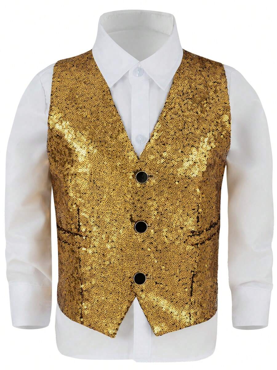 Men's Summer Vest With Sequined Vest, Suitable For Wearing At Parties And Dances