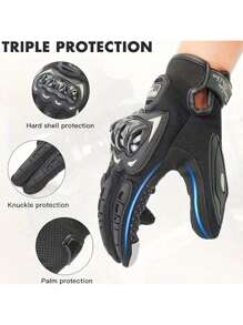 Spring And Summer Touchscreen Compatible Motorcycle Gloves - Durable Polyester, Knitted Design With Hook And Loop Closure, Shatterproof Hard Shell Protection, Great For Riding And Off-Road Adventures.