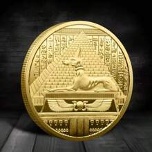 1pc Commemorative Coin With Anubis Jackal Head Design, Ancient Egyptian Death God Memorial Coin, Pyramid Coin, Hero Memorial Coin, Guardian Angel Memorial Coin, Knight Memorial Coin