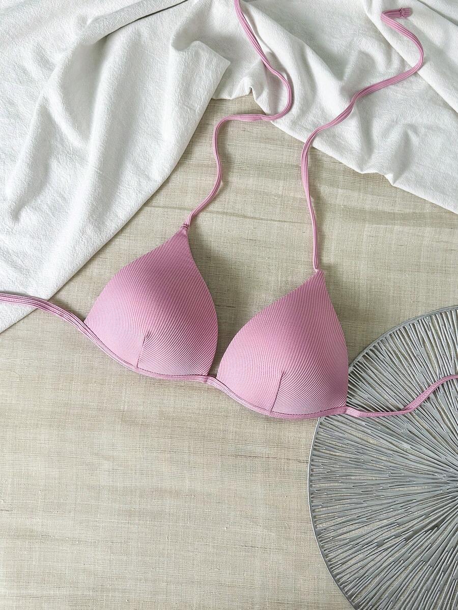 1pc Pink Striped Casual Camisole Top, Versatile - Pink - View 1