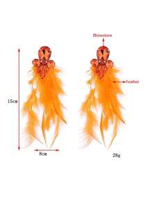 1 Cặp bông tai đính pha lê và lông vũ gợi cảm nhiều màu sắc, Phụ kiện dự tiệc thời trang - lông vũ - Xem 9