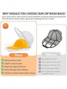 1/2pcs Washing Machine Cap Cleaning Cage, Cap Washer With Mesh Bag, Baseball Cap Cleaning Cap/Cleaning Protection Cage, Suitable For Cleaning Various Hats - Multicolor - View 5