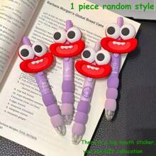 Colorful Cute And Fun Pen With Big Eyes And Big Mouth, Retractable Medium Nib, Black Ink, Plastic And Rubber Grip, Suitable For Both Hands, Suitable For Daily Writing And Office Work, School Supplies, Stationery, Student Prizes, Cute Gifts For Festivals And Parties Back To School