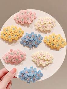 5个装少女刺绣花朵发夹 女孩侧刘海夹 温柔甜美BB夹 日式精致发卡 - 彩色 - 查看 1