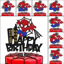 Disney 1-8-Year-Old Spider Man Themed Birthday Cake Decoration Plugin, Birthday Party Cake Decoration, Celebration Cake Decoration