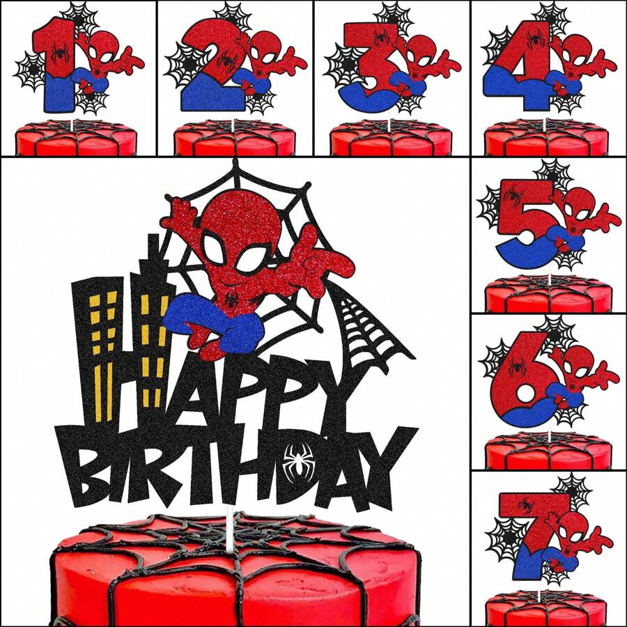 Disney 1-8-Year-Old Spider Man Themed Birthday Cake Decoration Plugin, Birthday Party Cake Decoration, Celebration Cake Decoration
