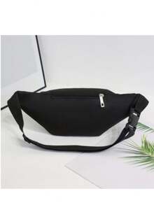 Large Capacity Solid Fabric Fanny Packs For Men Casual Zip Front Waist Bag Hip Polyester Sling Bag Men Adjustable Strap Fanny Pack Sling Business Casual Minimalist Man Bag Durable Practical Multi-Functional Sling Bag Father Gifts Present Men Gifts Graduation School Supplies - Black - View 5