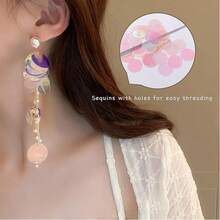 60颗（20克）30毫米圆形散装亮片，塑料圆形亮片，直径3厘米，孔径1毫米，彩色亮片，适用于珠宝制作、DIY剪贴簿、缝纫工艺 - 彩色 - 查看 9