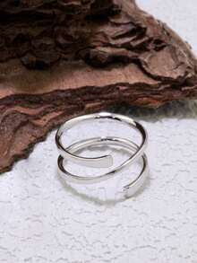 1 Piece Aesthetic Simple Multilayer Twisted Rings For Women Geometric Round Sterling Silver Ring Bohemia Vintage Finger Rings Jewelry - Multilayer Twisted Rings - View 10