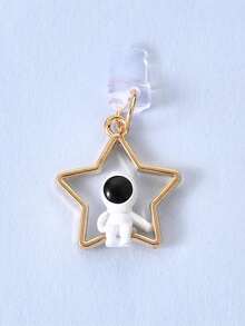 合金宇航员与星月吊饰，太空主题手机配件 - 白色和黑色的可爱设计，完美适合耳机插孔和充电端口保护 - 彩色 - 查看 13