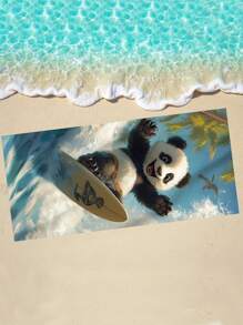 1pc Deep Sea Coral Turtle Pattern Beach Towel, Colorful Deer, Patterned With Colorful Hat Dog, Tropical Sunset Palm Tree Surfboard, Creating A Dreamy Ambiance, Tropical Coastal Scenery, Suitable For Swimming Pool, Bathing, Travel And Camping Beach Essentials