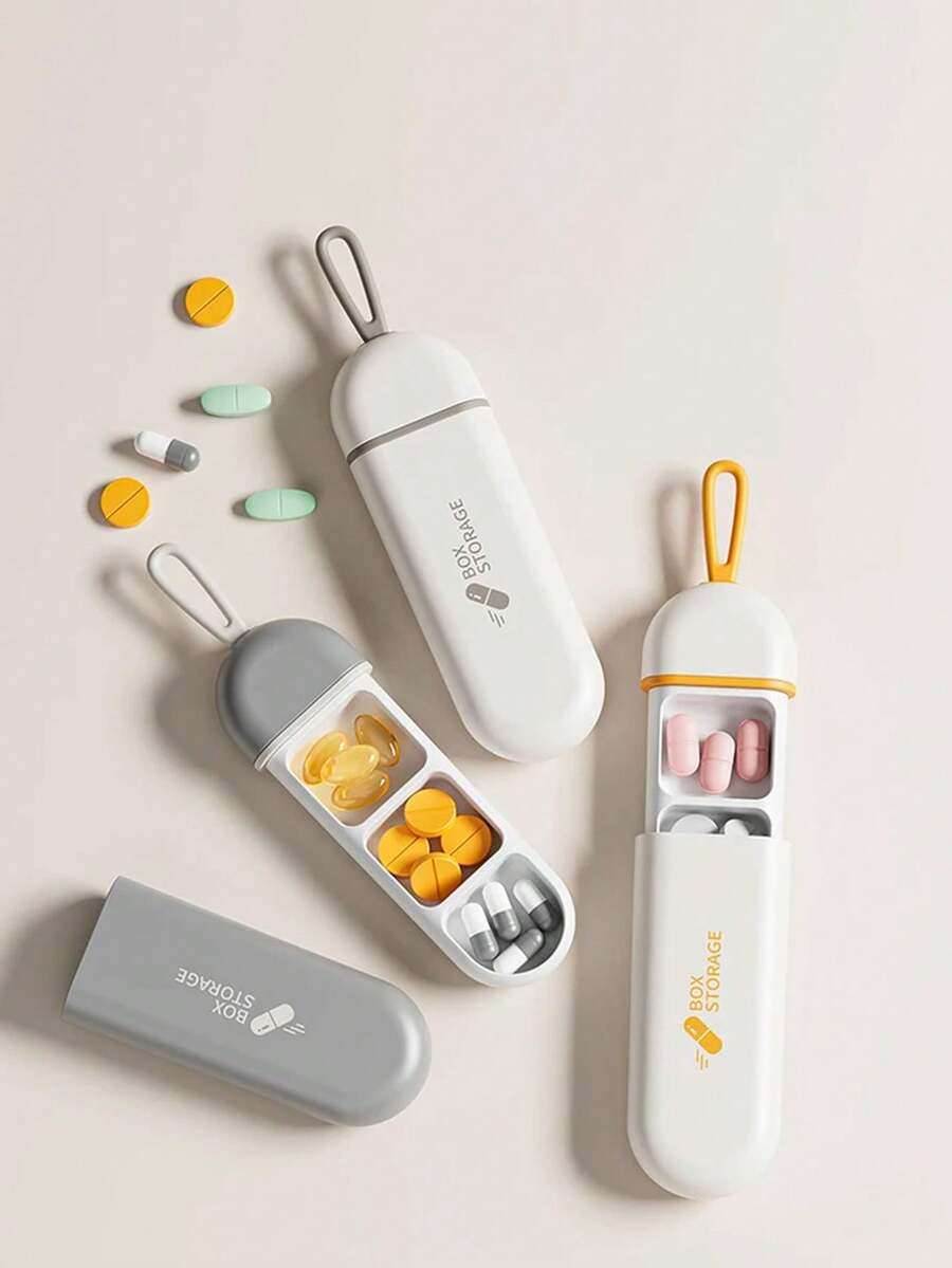 1 Portable Colorful 3 Compartment Medicine Box, Health Container Box Medicine Box, Medicine Box Travel Medicine Box Small Box Easy To Carry - Multicolor - View 1