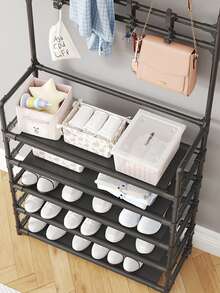 1 pièce Étagère à chaussures multifonction tout-en-un, support pour chaussures et manteaux, organisateur de rangement pour l'entrée à la maison, dortoir, facile à monter