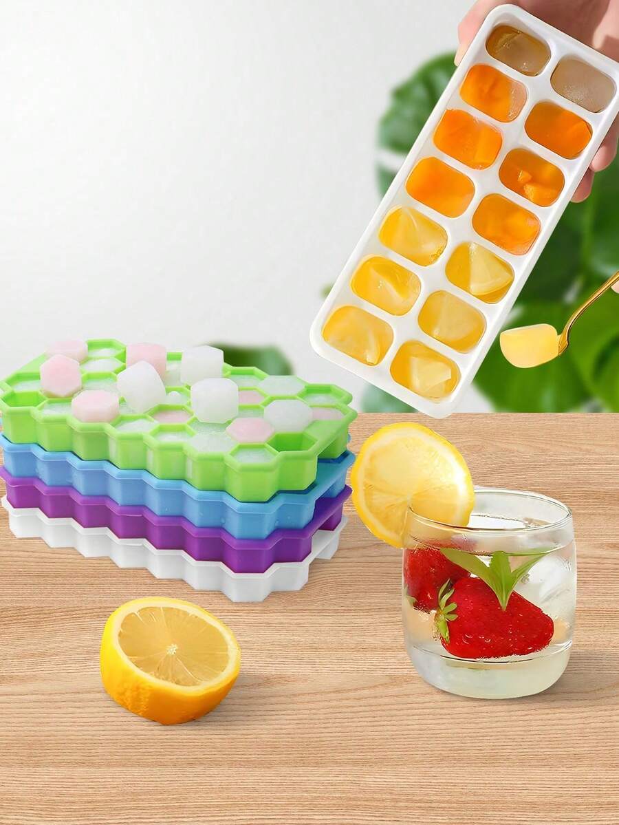 1pc Silicone Ice Cube Tray With Lid, Candy & Jelly Pudding Mold, Easy Release Juice Ice Mold, For Home Kitchen Freezer - - - View 1