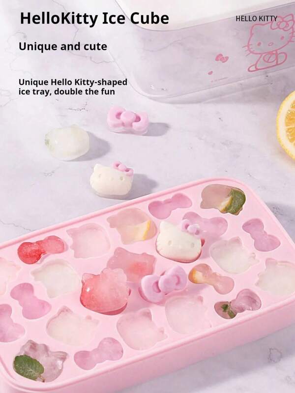 Sanrio Hello Kitty Cartoon Ice Cube Silicone Mold, Sealed With Lid For Summer, Ice Tray, Chocolate Mold, Party Food Maker, Household Tool